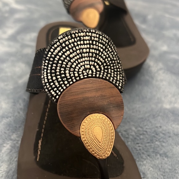 Grendha Womens Size 8 Brown Thong Platform Wedge Sandals Flip Flops Shoes - Picture 3 of 6